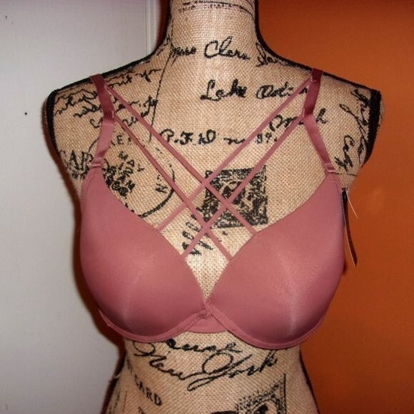 Youmita Cedarwood Plunge Cage Front 32B Bra & Small V-Cut Bikini Panties NWT - Picture 2 of 11